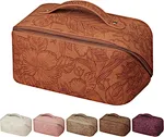 Large opening travel cosmetic bag for women is lightweight and easy to store your makeup and see its contents at a glance. The comfortable top handle makes this floral makeup bag easy to carry on the go.